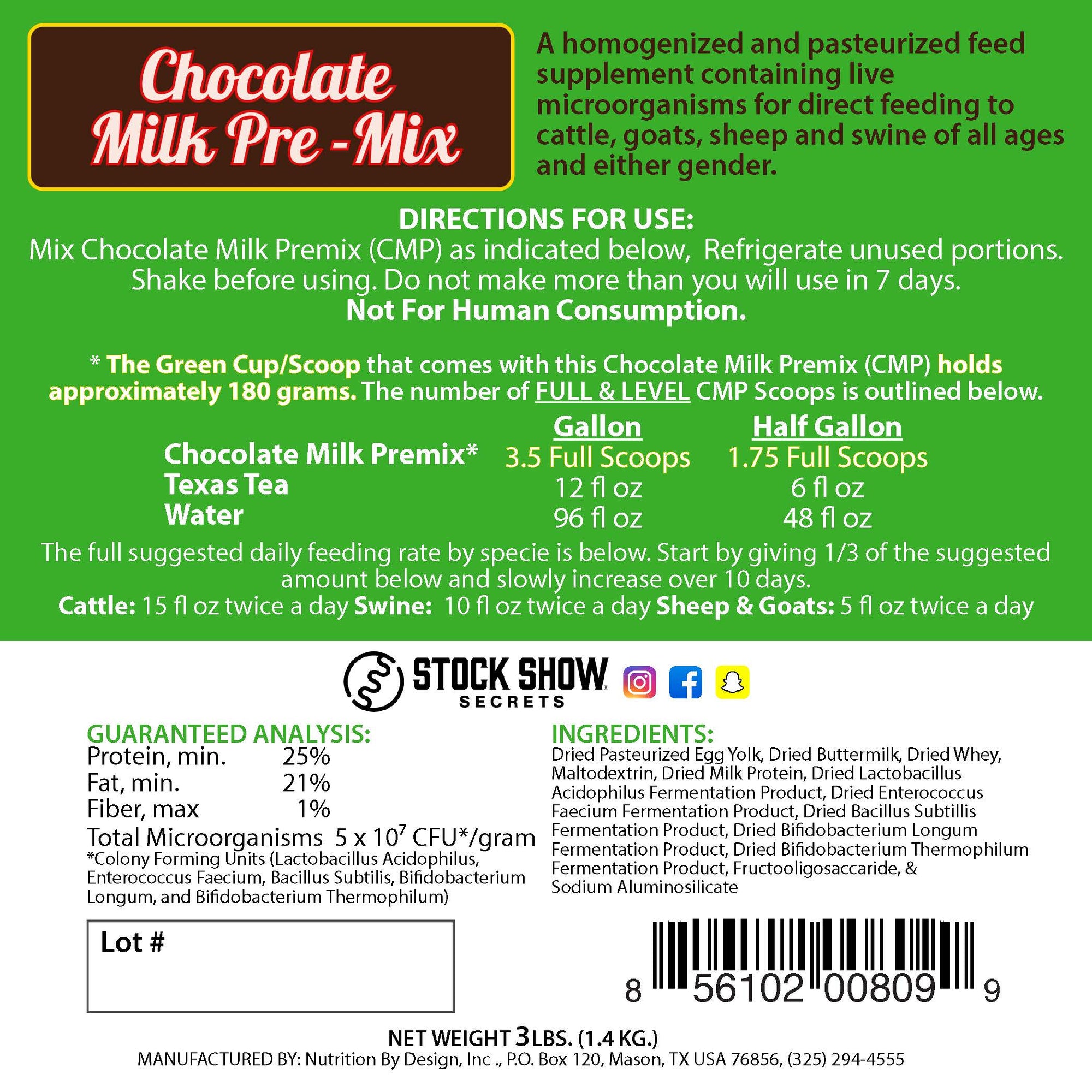Premix Label Chocolate Milk Pre-Mix (CMP) - Stock Show Secrets