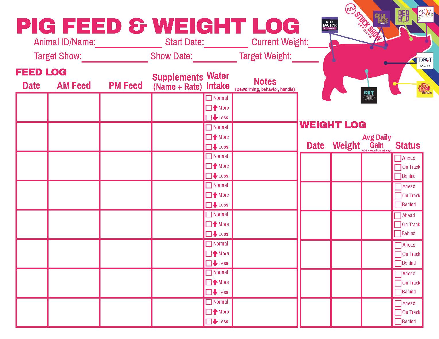 FEED AND WEIGHT LOG - PIG FREE DOWNLOAD